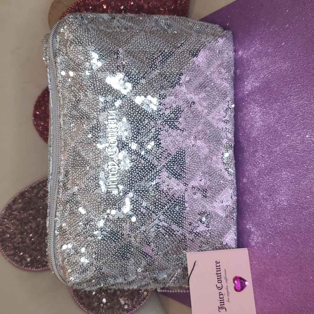 Juicy Couture 💖NWT💖 Silver Sequins Cosmetic Bag!💖💖💖 - Picture 13 of 13